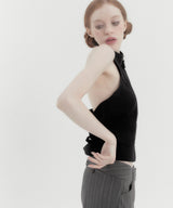 Halter Waistcoat Top Black