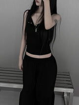 snap echo button sleeveless (3color)