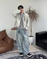 Feline washed cargo denim pants