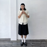 Muted Oat Crinkle Short Sleeve Shirt