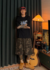 One-Tuck Camo Shorts 