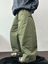 ヒーターパディング❤スナップオーバーロングパンツ 🩶🖤💚3COLOR