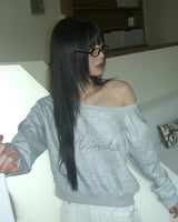 Riven Cubic One Off-Shoulder Sweatshirt