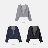 リネン ローエッジ クロップ ジャケット