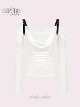 Tul off-shoulder frill long-sleeve tee 