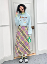 カラフルストライプウーレンAラインスカート