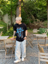 スタースプレーレタリング半袖Tシャツ 3C