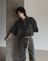 Summer shea damage washed denim half shirt