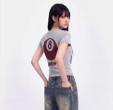 ストレッチコットンスリムショートスリーブTシャツ エイトボールメランジ