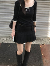 バートンプリーツミニスカート (2 colors)