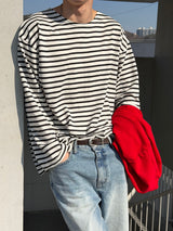[Unisex] ストライプ ルーズフィット ロングスリーブ(7color)