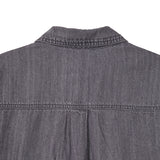 Linen denim work half shirts / Ash purple