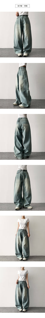 クールベーシックサマーロングデニムワイドパンツ [Choose short and long]