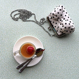 [Cream.ver] Ribbon polkadot frame mini bag (handmade bag)
