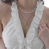 2way Heart lace key&lock necklace