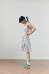 ストライプスリーブレス blue