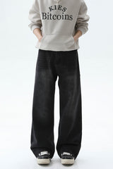 Washed Straight Leg Denim Jeans
