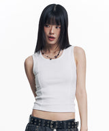Ribbed Cutout Sleeveless - White
