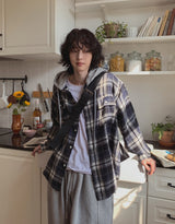 Wake check hooded shirt
