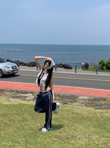 Lace Ribbon Cropped Sleeveless