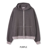 Paying Pigment Stripe Two Way Hooded Zip-Up