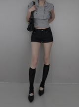 Reco coated leather shorts