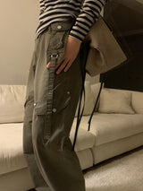 Rover Flap Pocket Back Banding ワイドカーゴロングパンツ (2 Colors)