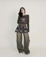 Kibet Heart Vintage Printed Long Sleeve T-Shirt