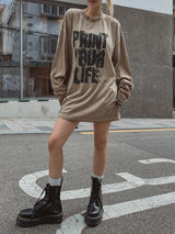 レフトプリントオーバーサイズフィット長袖Tシャツ