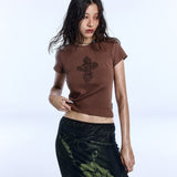 CROSS TEE_BROWN