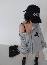 [UNISEX] Chrome Patch オーバーサイズフィット フード付きジップアップジャケット