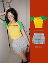 Lemonade Unbalanced Off-Shoulder Short-Sleeved T-Shirt