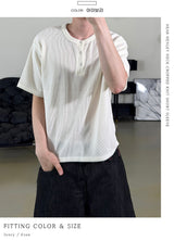 Near Henley Neck Cropped Knit Short Sleeve
