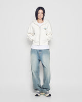 25FW WOMAN ミニACベアクロップフーディージップアップ クリーム