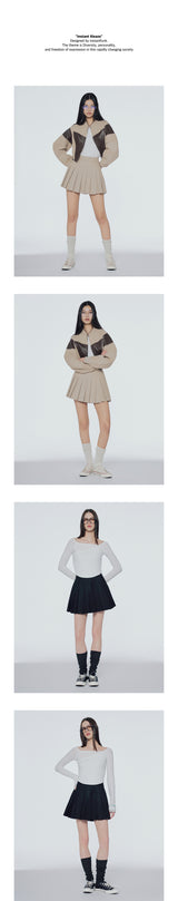 Wrap-front pleated mini skirt
