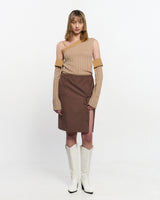 リボンタイスリットスカート _ BROWN