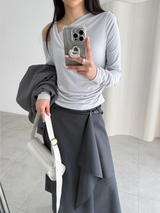 overlap button skirts (2color)