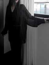 crinkle sheer overfit shirt (2color)