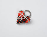 BEADED TARTAN CHECK HEART RING (RED)