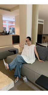 フレンチシャツ ルーズフィット ノースリーブTシャツ