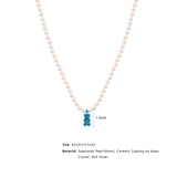 Petit Bear Pearl Necklace_Blue