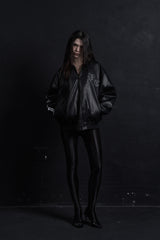 LEATHER VARSITY JACKET BLACK