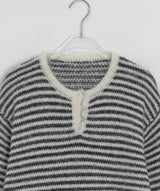 Malden Hairy Stripe Button Knit