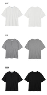 スタンダードワッフルヘンリーネック半袖Tシャツ(3color)