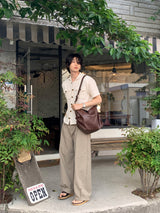 LMNフォールドツーポケッツショートスリーブカーディガン (4 colors)