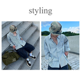 ストライプワイドシャツ_グリーン