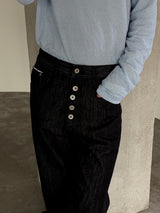 Retro 5 button wide denim pants