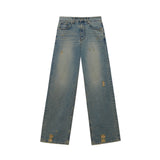 Fade-wash denim wide-leg jeans