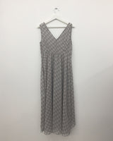 クロスチェックシフォンロングワンピースドレス (1color)