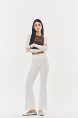 Logo Cubic Crop Top Brown